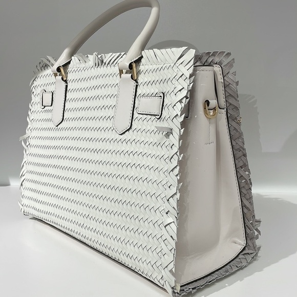 Michael Kors Hamilton white leather woven satchel bag - Picture 5 of 7